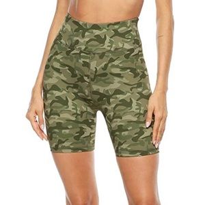 High waist camo athletic biker shorts